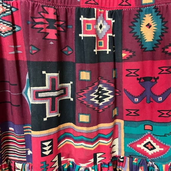 Desert West Sherry Holt Vintage Western Cotton Tiered Dress Red Print Size Large - Picture 14 of 16